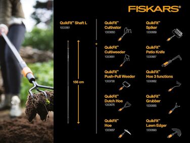 Різак для країв газону Fiskars, головка інструменту, ширина 35 см, борна сталь, чорний/помаранчевий, QuikFit, 1000690