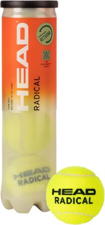Тенісні м’ячі HEAD Radical – Amazon Exclusive, 12 шт. (3×4), жовті, універсальні для всіх покриттів