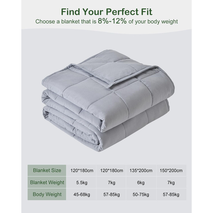 Обтяжена ковдра Sivio для дорослих 6 кг, дихаюча обтяжена ковдра, м&39який матеріал зі скляними намистинами для всіх сезонів, диван-ліжко, 135 x 200 см, сірий 135 x 200 см-6 кг сірий