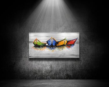 Моніка Мірафьорі I 100 РУЧНИЙ РОЗПИС I Картина Човни на пляжі 120х60 см Картина Ручний розпис Акриловий живопис Дуже великий акрил