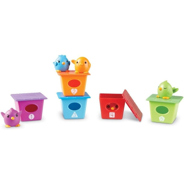 Навчальні ресурси Peek-a-Bird Learning Buddies, Toddler Activities, Educational Toy Set, Color Learning Toy, 15 Details, from 18 M