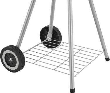 Гриль-барбекю Apricena на вугіллі, круглий, з візком, решітка з емальованої нержавіючої сталі, садовий гриль, 2 колеса, знімний кришка, 80 x 49 x 47 см, чорний