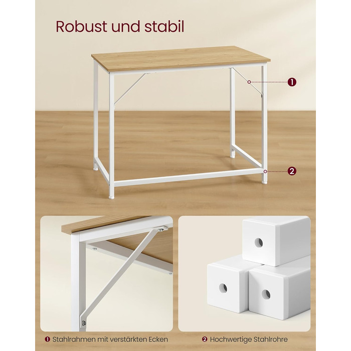 Стіл VASAGLE, комп&39ютерний стіл, офісний стіл, 100 x 50 x 76 см, для кабінету, спальні, вітальні, натуральний дуб-перлинно-білий LWD041W70V2 100 x 50 см натуральний дуб перлинно-білий