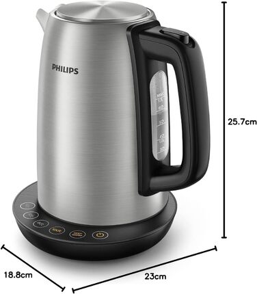 Електричний чайник Philips, об'єм 1,7 л, з регулюванням температури, функцією підтримання тепла та індикаторною лампочкою, основа