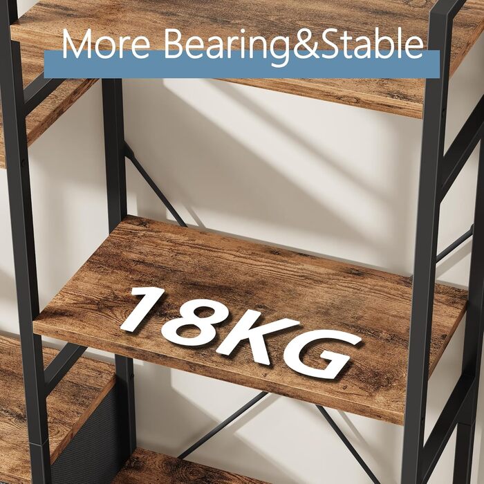 Книжкова полиця 100Ш x 142В см з 4 тканинними шухлядами, окремостояча книжкова полиця, кухонна полиця для вітальні, офісу, балкону, кубічна книжкова полиця, кухонна полиця для зберігання, книжкова шафа, індустріальний дерев&39яний стиль, 4 рівні - 100 см,