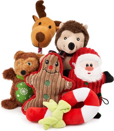 Набір плюшевих іграшок для собак THE TWIDDLERS, 6 шт., різдвяна тематика