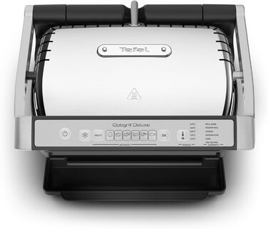 Контактний гриль Tefal OptiGrill Deluxe, 6 програм, індикація рівня приготування, 5 рівнів температури, знімні пластини, електрогриль, нержавіюча сталь, GC707D16