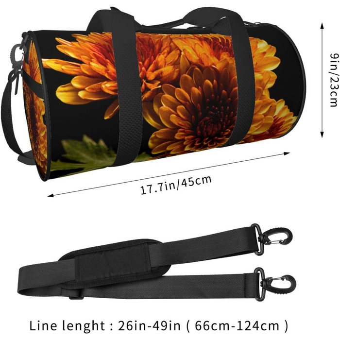 Спортивна сумка для подорожей, жовта, з квітковим принтом, сумка на ніч, чорна, універсальний розмір, дорожня сумка