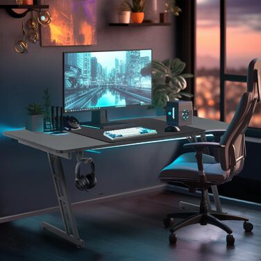 Ігровий стіл NAIZY 140 x 60 см, МДФ / сталь / вуглецеве волокно, чорний