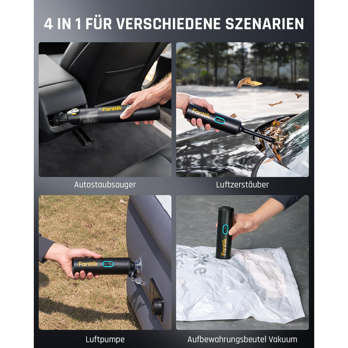 Акумуляторний автомобільний пилосос Fanttik Slim V8 Apex високої потужності 19000 Па/45 Вт, ручний пилосос RobustClean 4-в-1 з мін