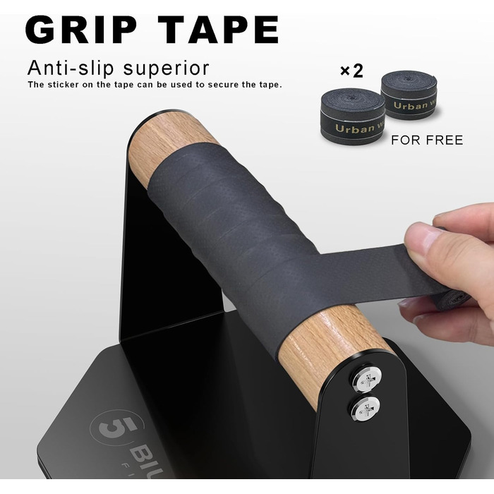 Стійка для віджимань 5BILLION - Тренування в домашньому спортзалі - Підходить для качання м&39язів та підтягувань - Рукоятка з пінопласту (чорна) (залізо дерево)