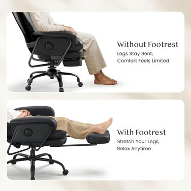 Ергономічне крісло FLEXISPOT 3-в-1 для відпочинку та офісу з функцією розкладання на 160, висувною підставкою для ніг, товстою комфортною подушкою з поліуретану. Ідеально підходить для роботи, відпочинку та дрімоти. CloudRest Gloss Black