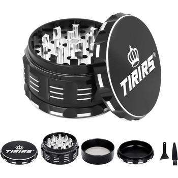 См, 4 шт. и, Premium Herb Grinder Алюмінієвий подрібнювач спецій зі скребком для пилку та щіткою для чищення Black Black 7,5 см, 7,5