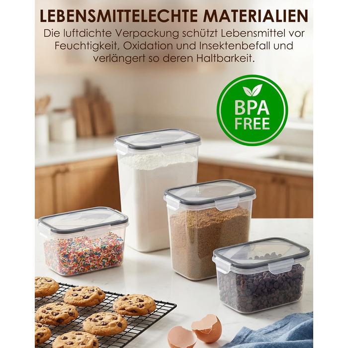 Герметичні контейнери для зберігання з кришками, 24 шт. и, штабелюються, без бісфенолу А, коробки для зберігання харчових продуктів для кухні, підходять для борошна, круп та макаронних виробів