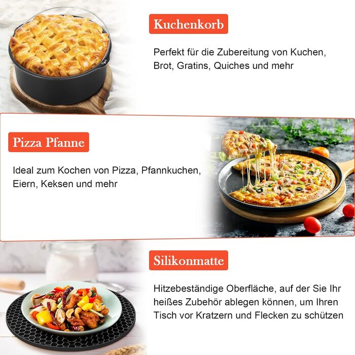 Набір аксесуарів для фритюрниці MorNon 15 шт. 8 дюймів Аксесуари для фритюрниці Аксесуари для фритюрниці Набір аксесуарів для аерофритюрниці Конвекційна піч Фритюрниці для фритюрниць XL Більшість брендів