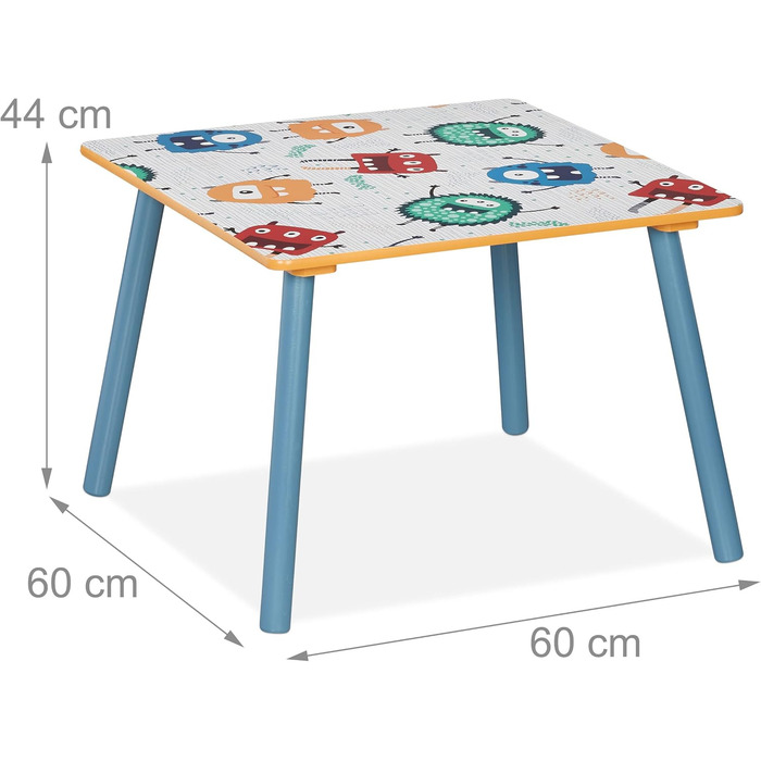 Дитячий комплект сидіння Relaxdays, дитячий стіл з 2 стільцями, для дівчаток та хлопчиків, МДФ та дерево, зона сидіння для дитячої кімнати, різнокольоровий