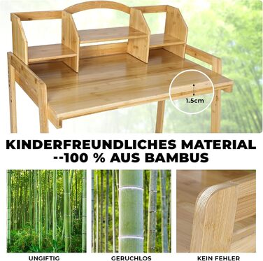 Регульована по висоті дитяча парта, дитяча парта зі стільцем, бамбукова дерев'яна парта, шкільна парта з полицею для зберігання кн