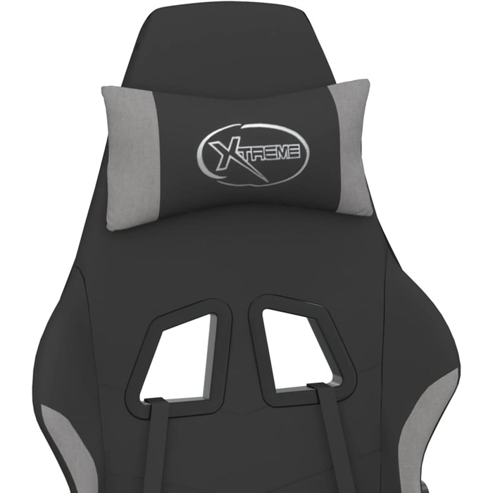 Ігрове крісло з масажем та підставкою для ніг, чорна та світло-сіра тканина, модель ігрового крісла 345481