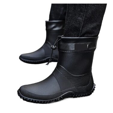 Чоловічі гумові чоботи, короткі гумові чоботи, одяг для роботи на природі, водонепроникне взуття, низькопрофільні, легкі, нековзні, водні чоботи, чорні, EU 40