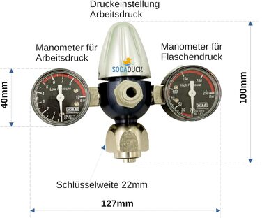 Редуктор тиску CO2 підходить для Quooker Cube на стандартних пляшках C0 2 кг, 6 кг, 10 кг включно з редуктором тиску, подовжувальним шлангом і матеріалом з'єднання, штепсельною системою