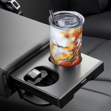 Кухоль з прямою трубочкою, 590 мл, принт хурми, дорожній кухоль, підходить для кемпінгу, офісу та дому