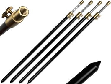 Тримач для вудок Brolly Bankstick на 2-4 шт., алюмінієвий, з подвійним гвинтом, 50-90 см / 100-190 см, 16/9 мм, чорний, 4 шт. / 50 - 90 см