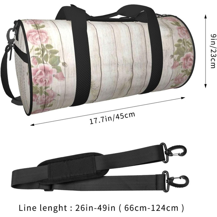Спортивна сумка-мішок для подорожей, велика сумка для моря з квітковим принтом на дерев'яній основі, чорна, універсальний розмір, дорожня сумка