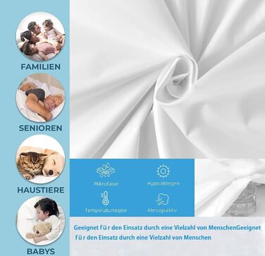 Водонепроникна бавовняна підковдра, підходить для виробів для нетримання, дихаюча та на блискавці, можна прати (синя, 135x200 см)