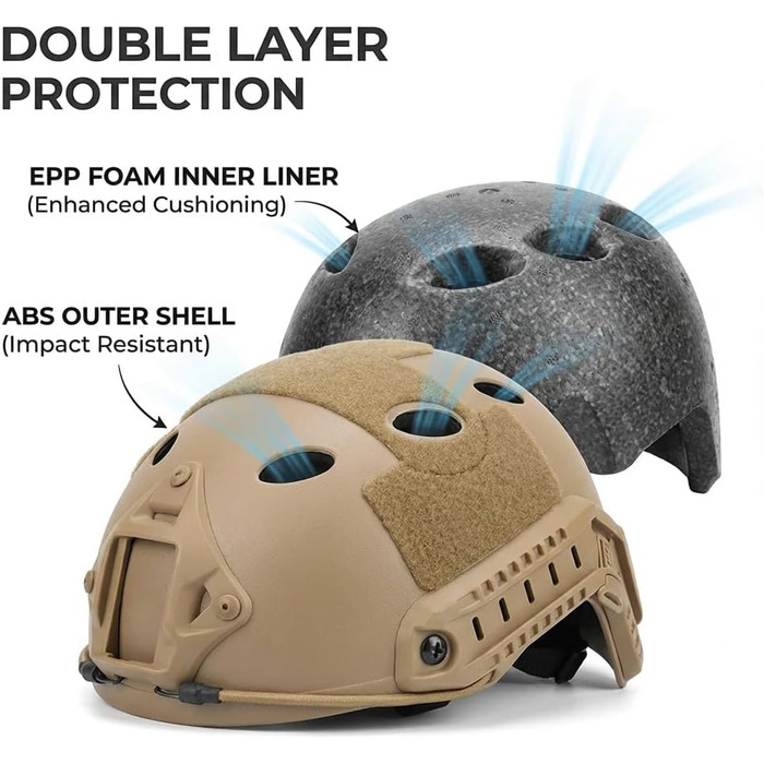 Тактичний шолом для пейнтболу PJ, швидкий військовий шолом з кріпленням для ПНВ та бічною напрямною рейкою CP