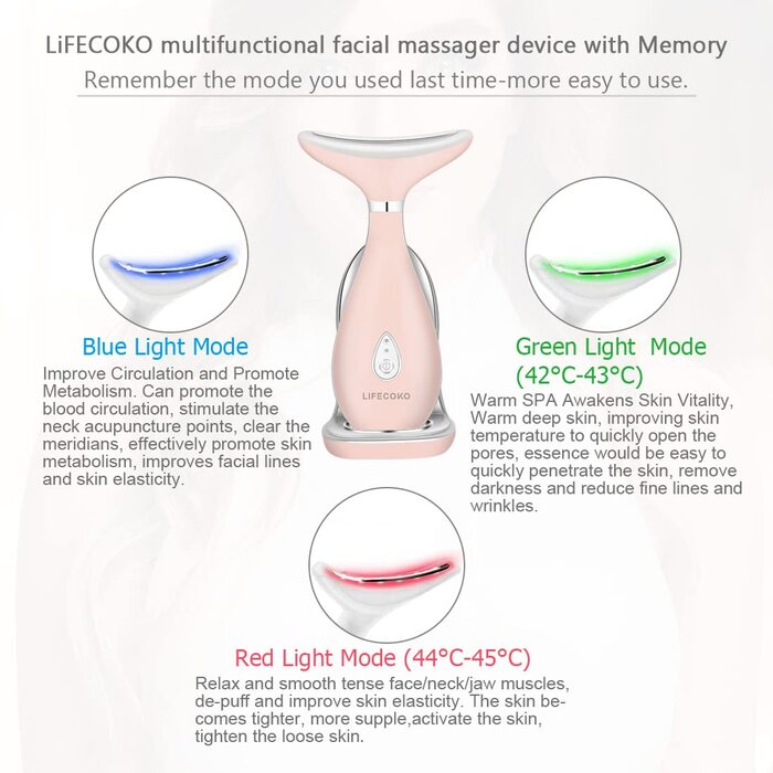 Електричний масажер для обличчя проти зморшок, масажер для зміцнення шкіри для обличчя та шиї, масажер для зміцнення шкіри обличчя, портативний акумуляторний USB-пристрій (рожевий)