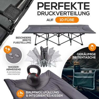 Розкладне похідне ліжко зі зручним бавовняним наповнювачем інтегрована подушка та матрац Гостьове ліжко Туристичне ліжко Пляжний шезлонг Садовий шезлонг Дорожнє ліжко Розкладне ліжко для дорослих Розкладне ліжко 190 x 67 см Кам&39яно-сірий