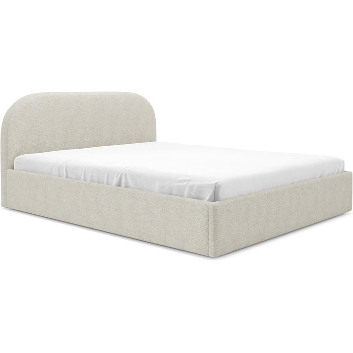 Ліжко Moon з м&39якою оббивкою 90x200 120x200 140x200 160x200 180x200 200x200 з металевою коробкою для зберігання, плетіння букле, без матраца (Source 02 - Cream, 160x200) Source 02 - Cream 160x200