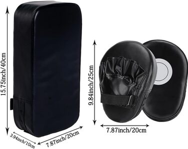 Набір боксерських щитків 2-в-1, боксерські щитки для кікбоксингу, ПУ щитки для рук, боксерські щитки, аксесуар для бойових мистецтв для кікбоксингу, тайського боксу, карате, муай-тай, тренувань з боксу, чорний