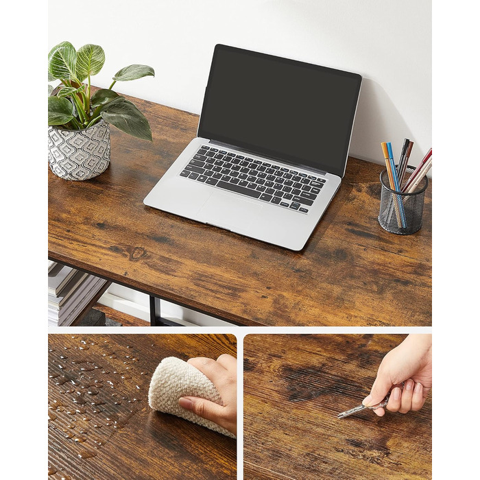 Стіл VASAGLE, комп&39ютерний стіл, офісний стіл, 100 x 50 x 76 см, сучасний стиль, для кабінету, спальні, вітальні, вінтажний коричнево-чорний LWD046B01 100 x 50 см вінтажний коричневий чорний