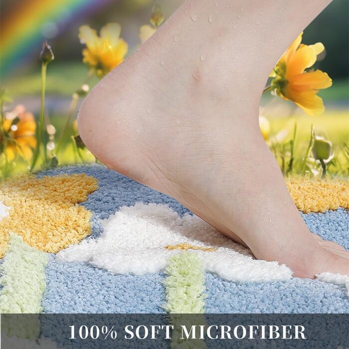 Килимок для ванної кімнати, м&39який абсорбуючий килимок для ванної кімнати, килимок для ванної з мікрофібри та квітковим принтом, протиковзкий килимок для ванної, килимок для душу, килимок для ванної, що прається, 50x80 см (прямокутний)