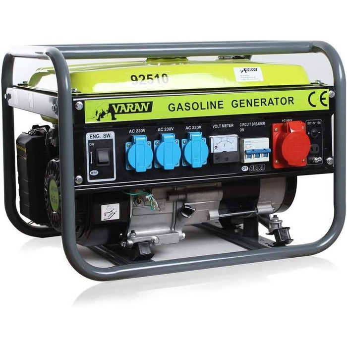 Бензиновий генератор 2,3 кВА 400 В 3 шт. 230 В 12 В постійного струму Електричний генератор, 92510