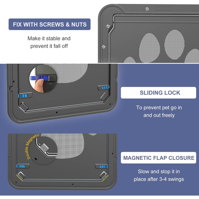 Насолоджуйтесь дверима для домашніх тварин Заслінка для собак з функцією блокування для розсувних дверей, дверей-ширм, вікна (31 x 36 см) 30 x 40 см