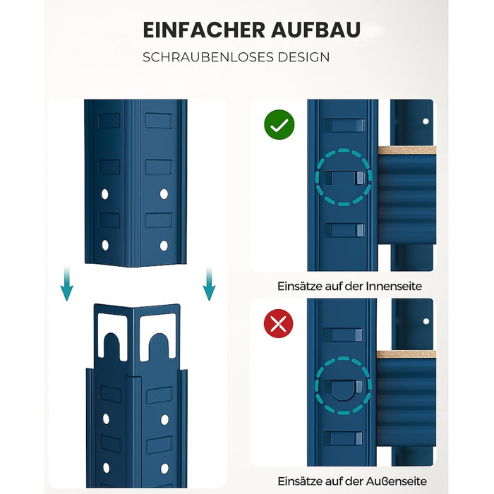 Потужний стелаж KARAT XXL, синьо-помаранчевий 200 x 180 x 60 см, стелажі для гаража, підвалу та майстерні - безболтові стелажі, широкопрохідні стелажі, підвальні стелажі, стелажі для майстерні (TitanRack Big)