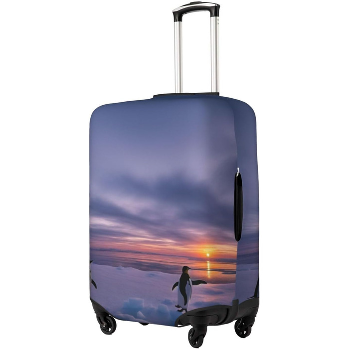 Чохол для валізи Пінгвіни на заході сонця, міцний захист для багажу розміром 45.7-81.3 см, малий, чорний