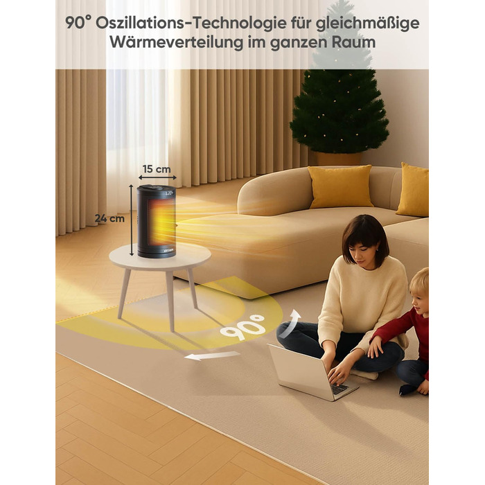 НОВИЙ Енергозберігаючий електричний вентилятор-обігрівач ПЕРЕМОЖЕЦЬ ТЕСТУ, керамічний електричний вентилятор-обігрівач потужністю 1500 Вт з термостатом, захистом від перегріву, перекидання та захисту від дітей, 12-годинним таймером, обігрівачем, включаючи