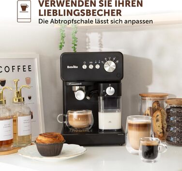 Кавомашина Breville Prima Latte One-Touch Автоматичний капучинатор Для капучино, лате та інших напоїв Італійський насос 15 бар Чорна VCF183 шт. Prima Latte One-Touch Negra