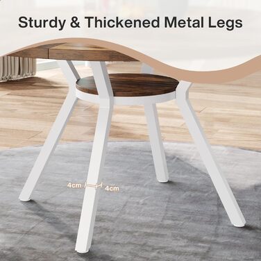 Круглий обідній стіл Tribesigns для 4 осіб, круглий обідній стіл 120 см з металевою основою, кухонний стіл з полицею для зберігання для дому, їдальні, вітальні, білий (коричневий)