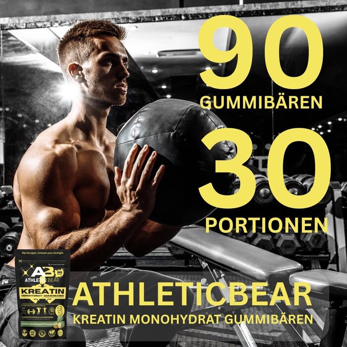 Жувальні цукерки Athletic Bear Creatine Monohydrate, 90 шт. (30 порцій)