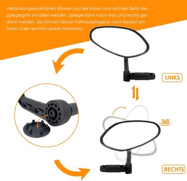 Дзеркала Arkham для велосипеда (2 шт.), дзеркала заднього виду HD Auto-Grade для керма, овальні дзеркала заднього виду, регульовані під різними кутами, універсальні дзеркала заднього виду для електровелосипедів, овальні, 2 шт.