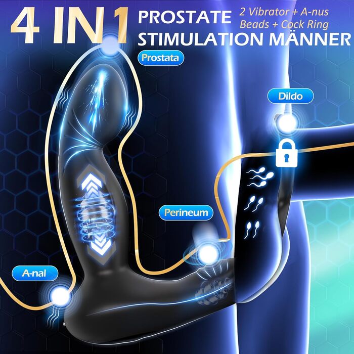 Фалоімітатор для чоловіків Defomy, з вібрацією простати та ерекційним кільцем, 9 режимів вібрації