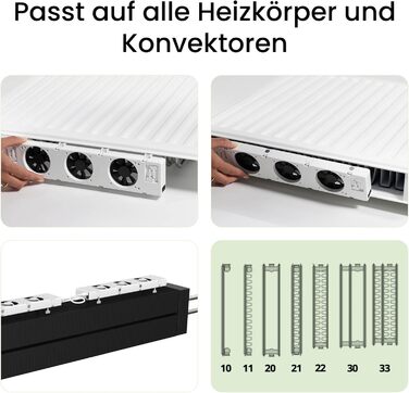 Вентилятор радіатора SpeedComfort з датчиком керування - Комплект Duo (2x) - Економія енергії до 22 - Підходить для теплових насосів - Кілька швидкостей - Тиха робота