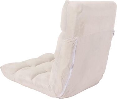 Крісло Mendler HWC-N43, Крісло-реклама з подушкою для підлоги, Складане крісло з 6 положеннями відкидання, Міцний каркас, Оксамит - Кремово-сірий