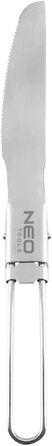 Туристичні столові прибори NEO TOOLS 3 в 1 ложка, ніж, виделка, складаний дизайн, вага 70 г, матеріал нержавіюча сталь, футляр для перенесення, сертифікат відповідності харчовим продуктам LFGB