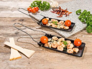 Сковорідки для раклету Rosenstein & Shne Набір з 6 сковорідок-гриль зі складною ручкою, можна мити в посудомийній машині (раклетні сковорідки гриль, сковороди-гриль, пластини для гриля)