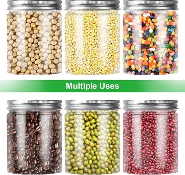 Набір із 20 пластикових контейнерів для зберігання з кришками, 250 мл, герметичні, без BPA. Прозорі, герметичні, круглі банки для зберігання з кришками для спецій, мюслі, солодощів, варення. Набір із 20 предметів - 250 мл